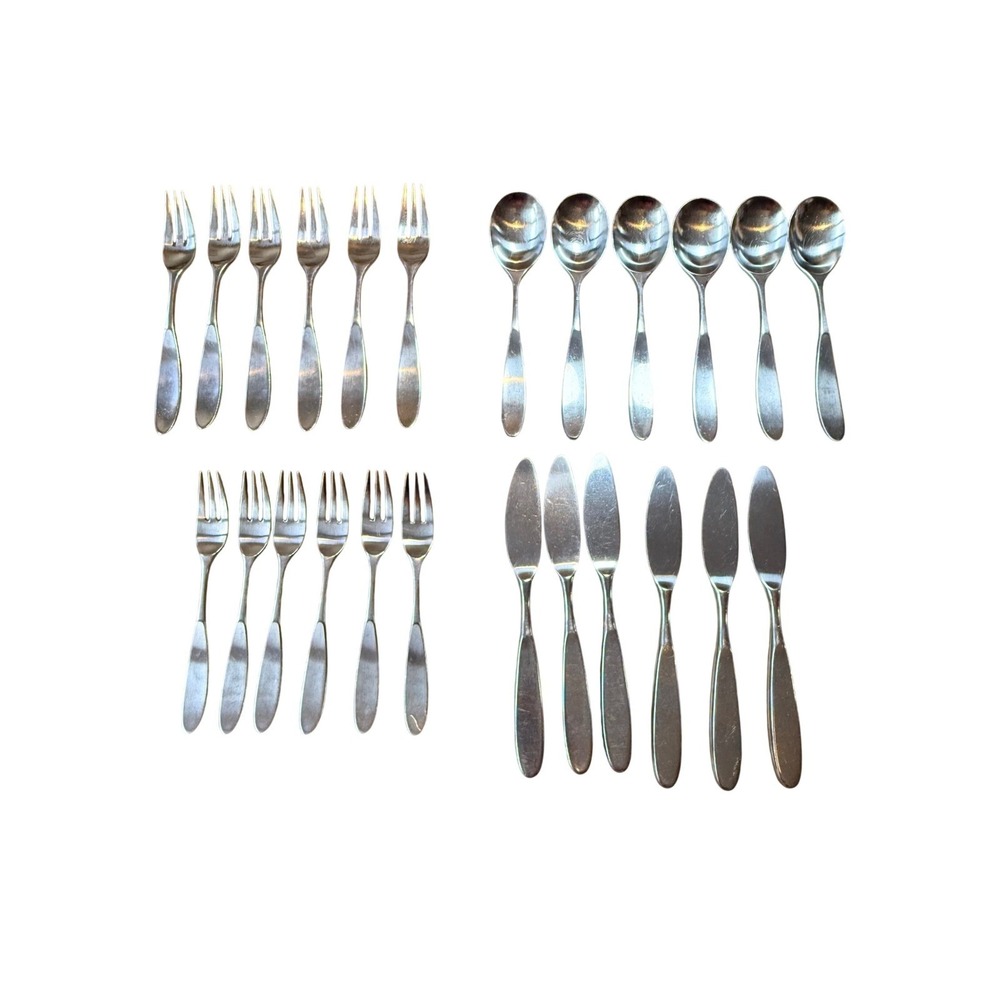 Lauffer Magnum 18/8 stainless FLATWARE Norway Japan 24Pc MCM spoon, knife, fork